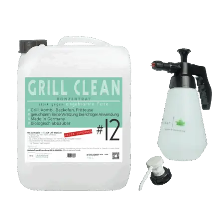Grill Clean Konzentrat Set mit Druckschäumer und Dosierpumpe.