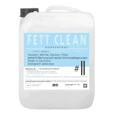 10L Fett Clean Konzentrat zur Entfernung von aufgedampften Fetten, ideal für Dunstabzugshaube, Wände, Decken und Filter.