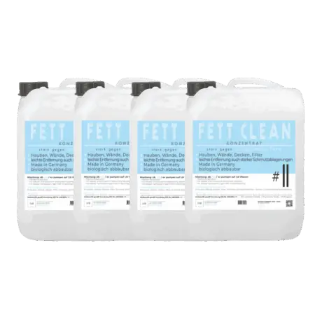 4x 10L Fett Clean Konzentrat – Sparset zum Dunstabzugshaube reinigen - gegen aufgedampfte Fette.