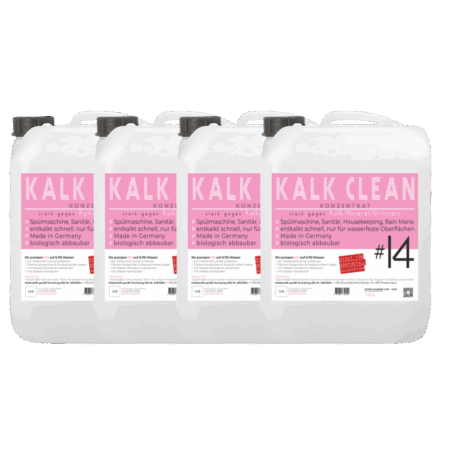 4x 10L Kalk Clean Konzentrat für die Entfernung von Kalk, Mineralien und Urinstein in Bain Marie, Sanitär, Spülmaschinen etc..