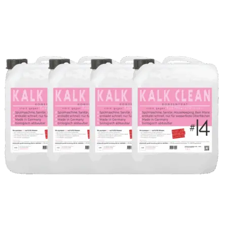 4x 10L Kalk Clean Konzentrat für die Entfernung von Kalk, Mineralien und Urinstein in Bain Marie, Sanitär, Spülmaschinen etc..