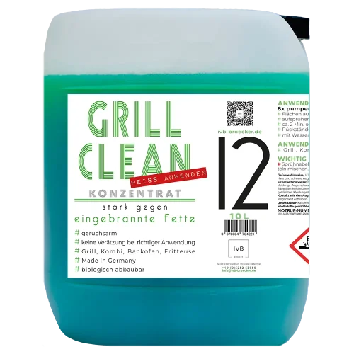 10L Grill Clean Grillreiniger Konzentrat – Stark gegen eingebrannte Fette für Grill, Kombidämpfer, Backöfen und Fritteusen.