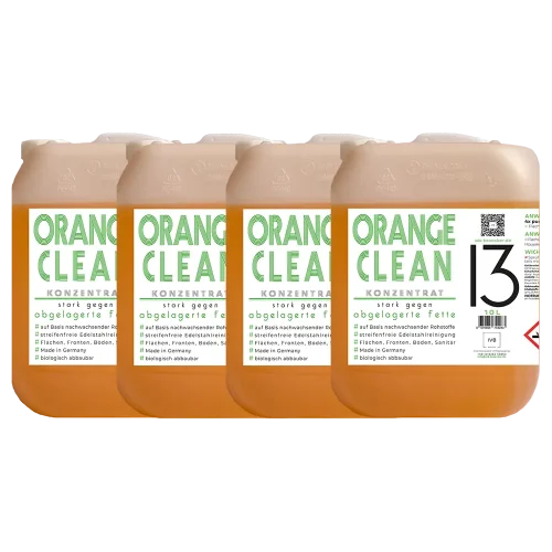 Angebots-Paket 4x 10L Orange Clean Konzentrat – Multireiniger für den Gastrobedarf auf Basis nachwachsender Rohstoffe.