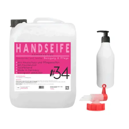 10 L Handseife für Gastronomie inklusive Leerflasche und Dosier-Ausgießer – Profi-Set für hygienische Handreinigung