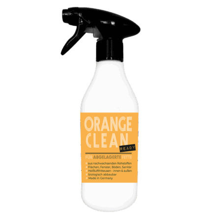 Orange Clean ready – Multireiniger für Haushalt und Heissluftfritteuse auf Basis nachwachsender Rohstoffe mit Orangenenzymen.