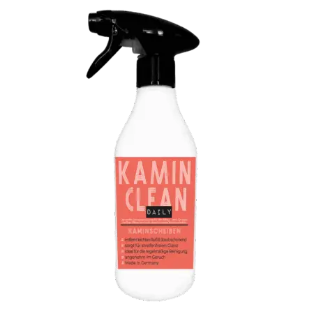 0,5 L Kamin Clean Daily – milder Kaminreiniger für die tägliche Reinigung von Kaminscheiben, sorgt für streifenfreie Sicht und schonende Sauberkeit am Kaminofen. Kaminscheibe reinigen war nie einfacher!