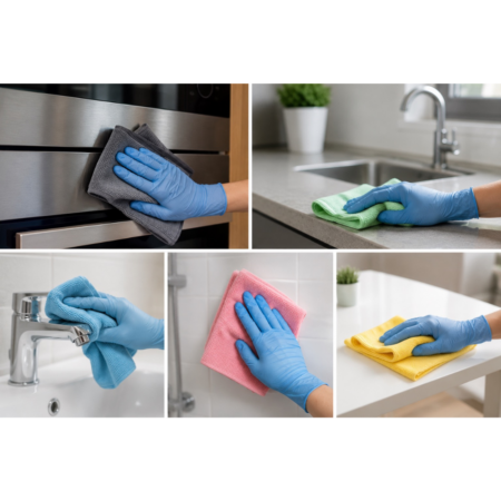 Premium Mikrofasertuch Set in 5 Farben für Küche, Bad, Fenster, Edelstahl und Haushalt – lebensmitteltaugliche Premium Mikrofasertücher für hygienische Reinigung